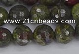 CDB324 15.5 inches 12mm faceted round dragon blood jasper beads