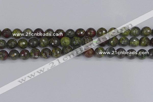 CDB324 15.5 inches 12mm faceted round dragon blood jasper beads