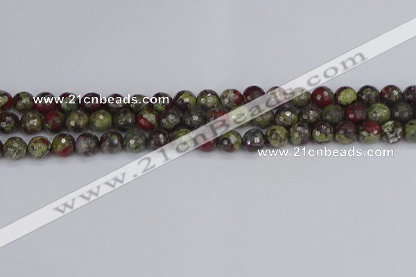 CDB330 15.5 inches 8mm faceted round A grade dragon blood jasper beads