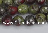 CDB331 15.5 inches 10mm faceted round A grade dragon blood jasper beads