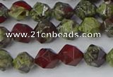 CDB336 15.5 inches 6mm faceted nuggets dragon blood jasper beads