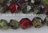 CDB337 15.5 inches 8mm faceted nuggets dragon blood jasper beads