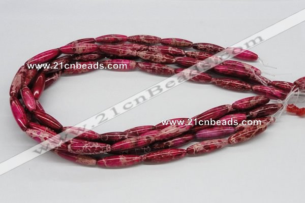 CDE10 15.5 inches 8*30mm rice dyed sea sediment jasper beads