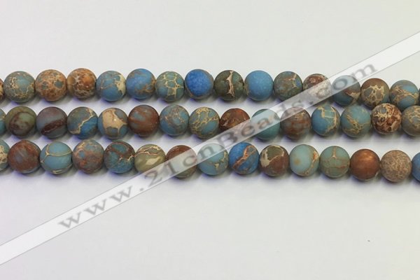 CDE1032 15.5 inches 8mm round matte sea sediment jasper beads