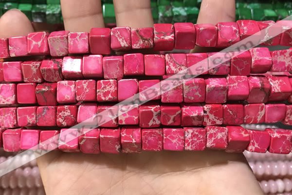 CDE1112 15.5 inches 8*8mm cube sea sediment jasper beads