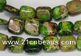 CDE120 15.5 inches 10*10mm square dyed sea sediment jasper beads