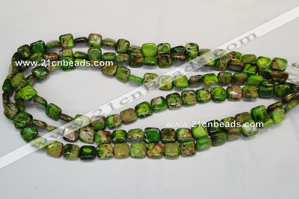 CDE120 15.5 inches 10*10mm square dyed sea sediment jasper beads