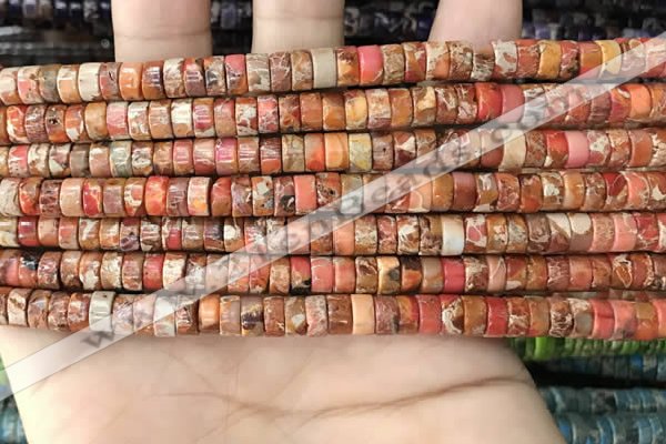 CDE1230 15.5 inches 3*6mm heishi sea sediment jasper beads