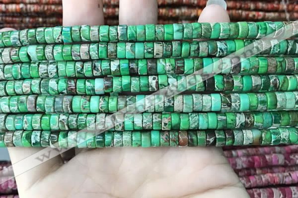 CDE1237 15.5 inches 3*6mm heishi sea sediment jasper beads