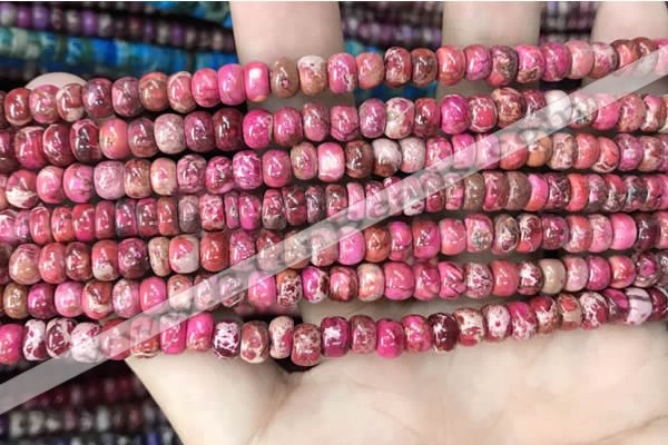 CDE1264 15.5 inches 4*6mm rondelle sea sediment jasper beads