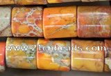 CDE1340 15.5 inches 8*8mm tube sea sediment jasper beads