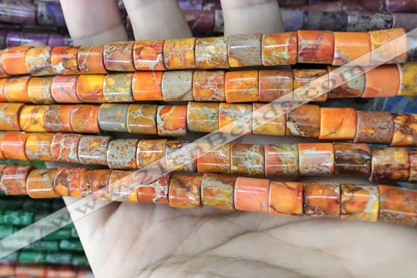 CDE1340 15.5 inches 8*8mm tube sea sediment jasper beads