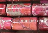 CDE1352 15.5 inches 8*16mm tube sea sediment jasper beads