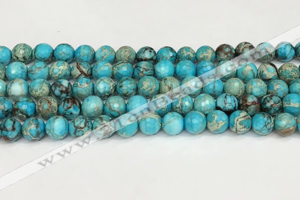 CDE1387 15.5 inches 10mm faceted round sea sediment jasper beads