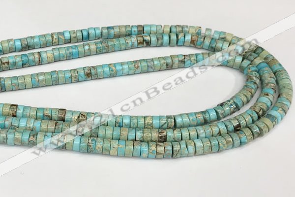 CDE1407 15.5 inches 3*6mm heishi sea sediment jasper beads wholesale