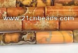 CDE1420 15.5 inches 4*13mm tube sea sediment jasper beads wholesale