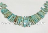 CDE1461 Top drilled 5*15mm - 6*45mm sticks sea sediment jasper beads