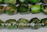 CDE155 15.5 inches 10*12mm faceted nugget dyed sea sediment jasper beads