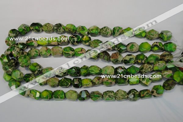 CDE155 15.5 inches 10*12mm faceted nugget dyed sea sediment jasper beads