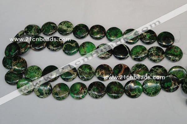 CDE174 15.5 inches 20mm flat round dyed sea sediment jasper beads