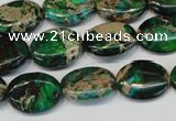 CDE181 15.5 inches 12*16mm oval dyed sea sediment jasper beads