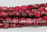 CDE19 15.5 inches 8*8mm square dyed sea sediment jasper beads