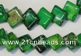 CDE204 15.5 inches 10*10mm diamond dyed sea sediment jasper beads