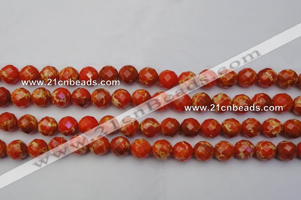 CDE2103 15.5 inches 12mm faceted round dyed sea sediment jasper beads