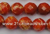 CDE2104 15.5 inches 14mm faceted round dyed sea sediment jasper beads