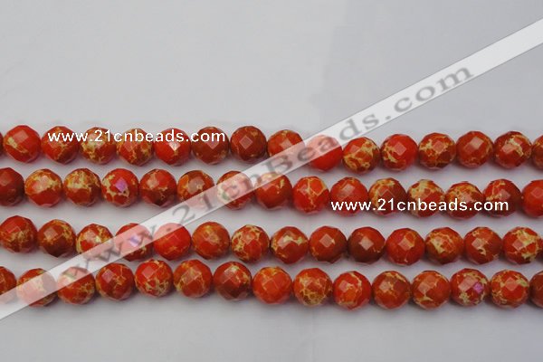CDE2104 15.5 inches 14mm faceted round dyed sea sediment jasper beads