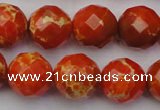 CDE2105 15.5 inches 16mm faceted round dyed sea sediment jasper beads