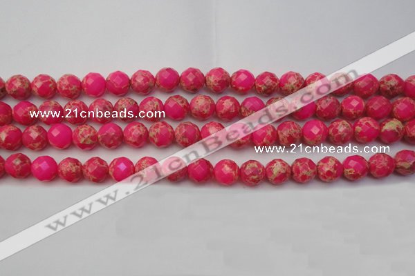 CDE2111 15.5 inches 8mm faceted round dyed sea sediment jasper beads