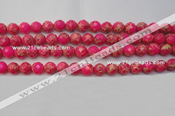 CDE2113 15.5 inches 12mm faceted round dyed sea sediment jasper beads