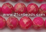 CDE2114 15.5 inches 14mm faceted round dyed sea sediment jasper beads