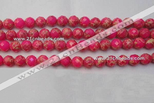 CDE2114 15.5 inches 14mm faceted round dyed sea sediment jasper beads