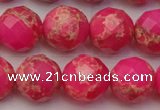 CDE2115 15.5 inches 16mm faceted round dyed sea sediment jasper beads