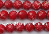 CDE2120 15.5 inches 6mm faceted round dyed sea sediment jasper beads