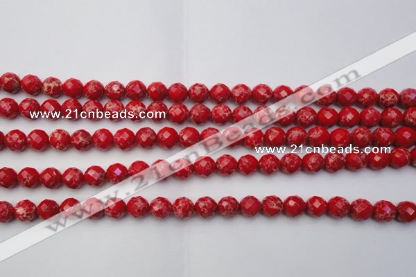 CDE2120 15.5 inches 6mm faceted round dyed sea sediment jasper beads