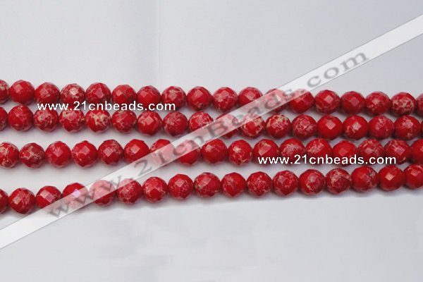 CDE2122 15.5 inches 10mm faceted round dyed sea sediment jasper beads