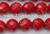 CDE2124 15.5 inches 14mm faceted round dyed sea sediment jasper beads