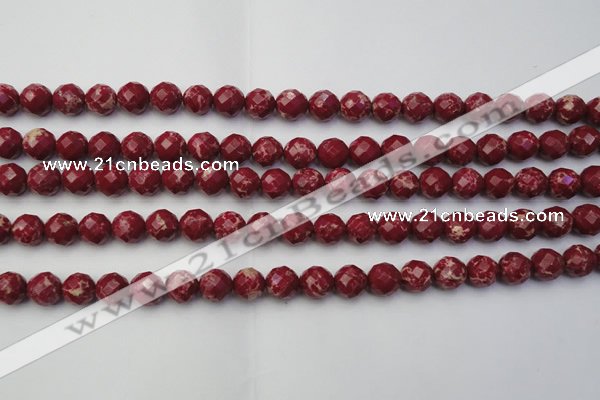CDE2131 15.5 inches 8mm faceted round dyed sea sediment jasper beads