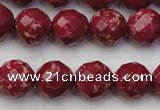 CDE2134 15.5 inches 14mm faceted round dyed sea sediment jasper beads