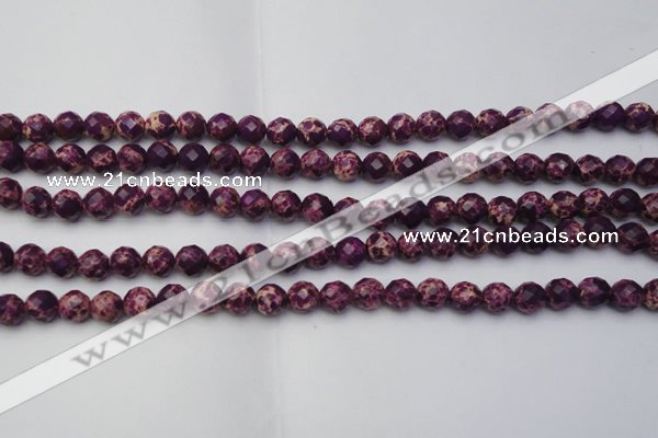CDE2140 15.5 inches 6mm faceted round dyed sea sediment jasper beads