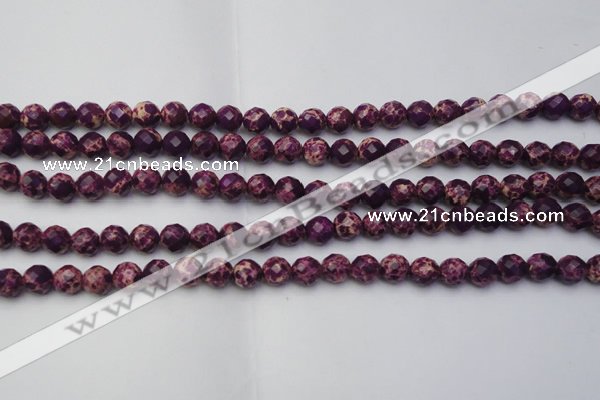 CDE2140 15.5 inches 6mm faceted round dyed sea sediment jasper beads