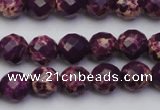 CDE2141 15.5 inches 8mm faceted round dyed sea sediment jasper beads