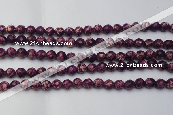 CDE2143 15.5 inches 12mm faceted round dyed sea sediment jasper beads