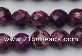 CDE2144 15.5 inches 14mm faceted round dyed sea sediment jasper beads