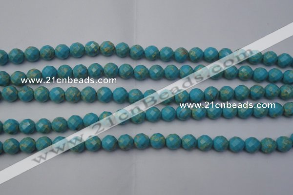 CDE2151 15.5 inches 8mm faceted round dyed sea sediment jasper beads