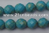 CDE2152 15.5 inches 10mm faceted round dyed sea sediment jasper beads