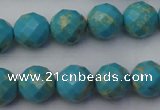 CDE2153 15.5 inches 12mm faceted round dyed sea sediment jasper beads